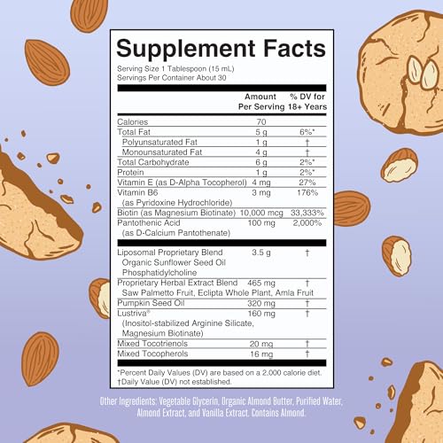 MaryRuth Organics Women's Hair Growth MAX Liposomal | with Lustriva® Biotin 10000mcg Pumpkin Seed Oil| Thicker Hair | Hair Care | Wrinkles, Fine Lines, Skin Care | Ages 18 | 15.22 Fl Oz