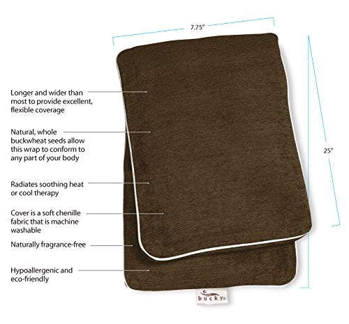 Bucky Body Wrap, Hot/Cold Therapy, All Natural Buckwheat Seed Filling, Removable Cover, Adjustable Filling, XL Length and Width - Aqua