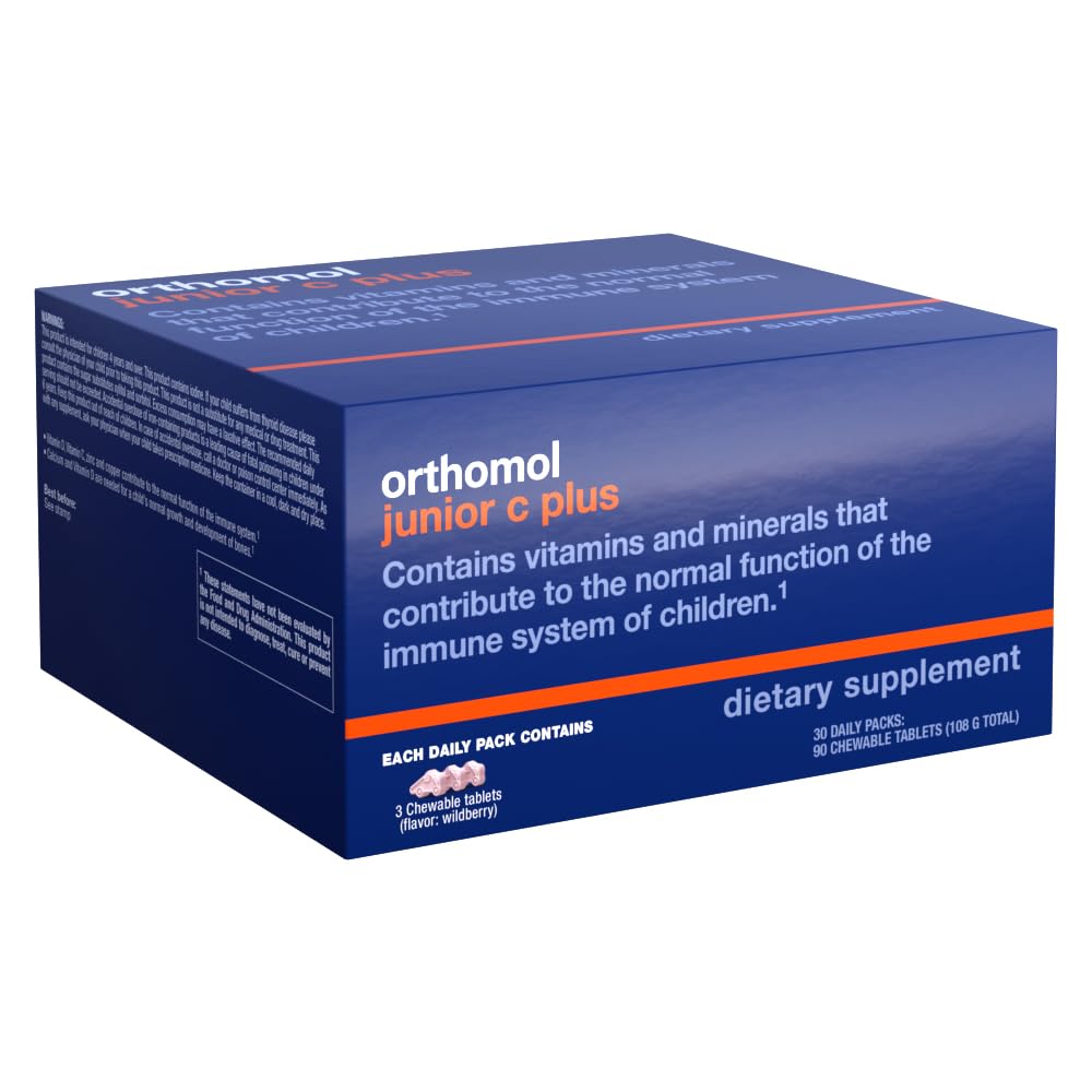 Orthomol Immun Junior C Plus, Kid's Multivitamin, Wildberry Flavor, 30-Day Supply