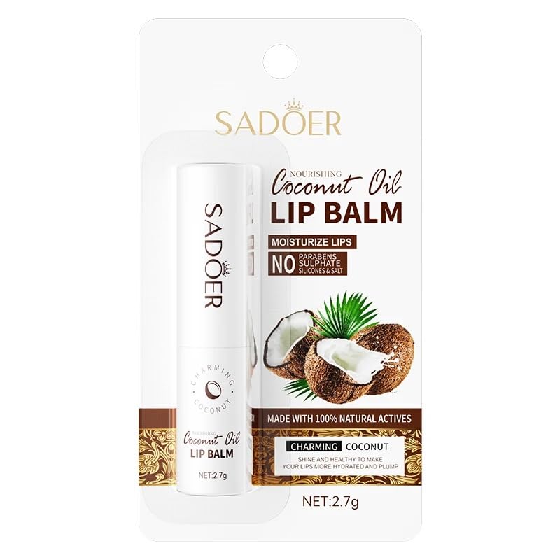 Sadoer Coconut Oil Lip Balm - Hydrating, Soothing, Long-Lasting Protection, All-Season Protection