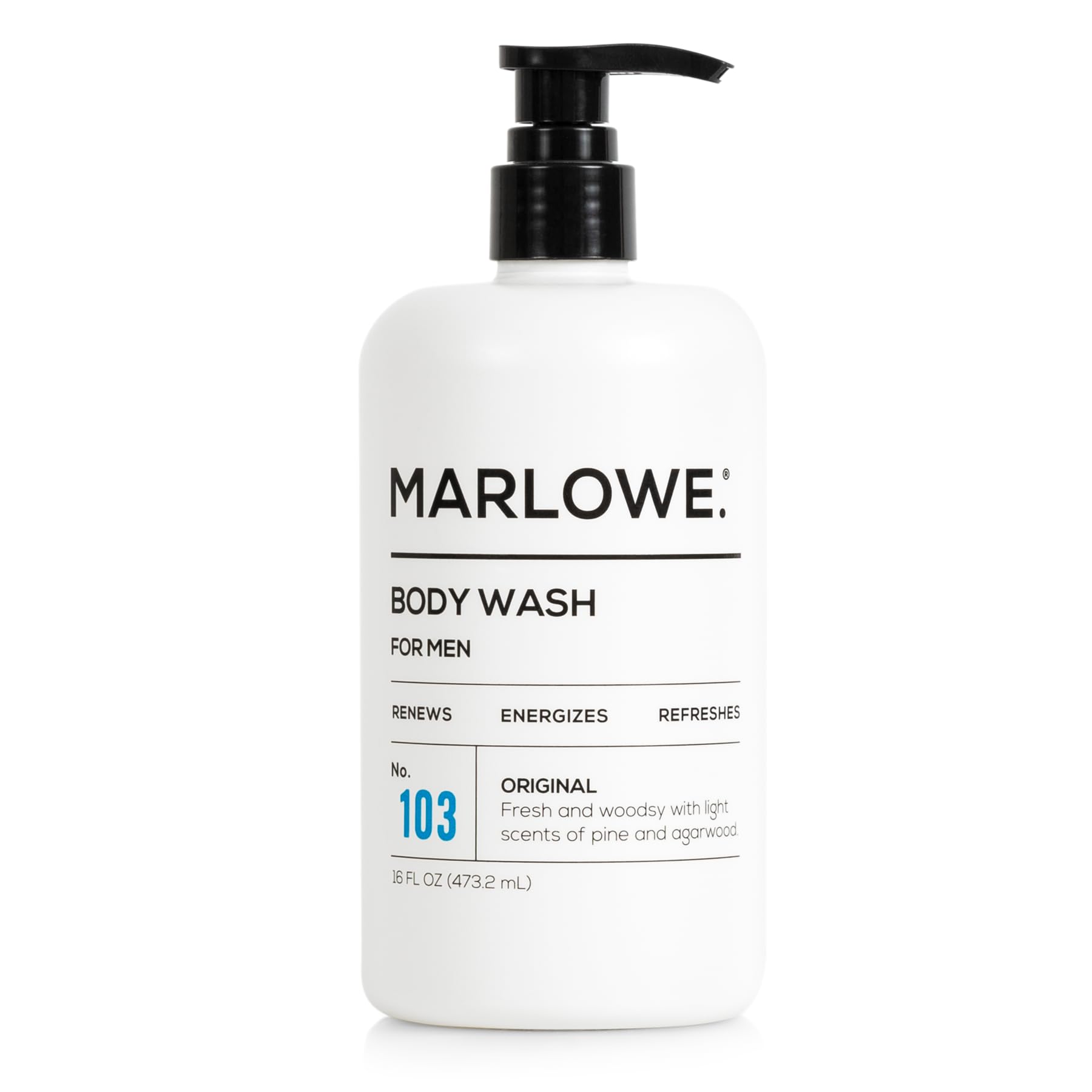 MARLOWE. No. 103 Men's Body Wash 16 oz | Energizing & Refreshing | Made with Natural Ingredients | Aloe & Green Tea Extracts