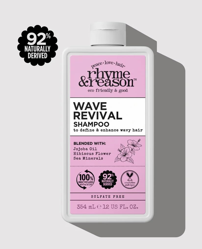 Rhyme & Reason Wave Revival Shampoo & Conditioner SET. 13 Fl. Oz. Each Bottle. To Define & Enhance Wavy Hair. Vegan Cruelty Free., White