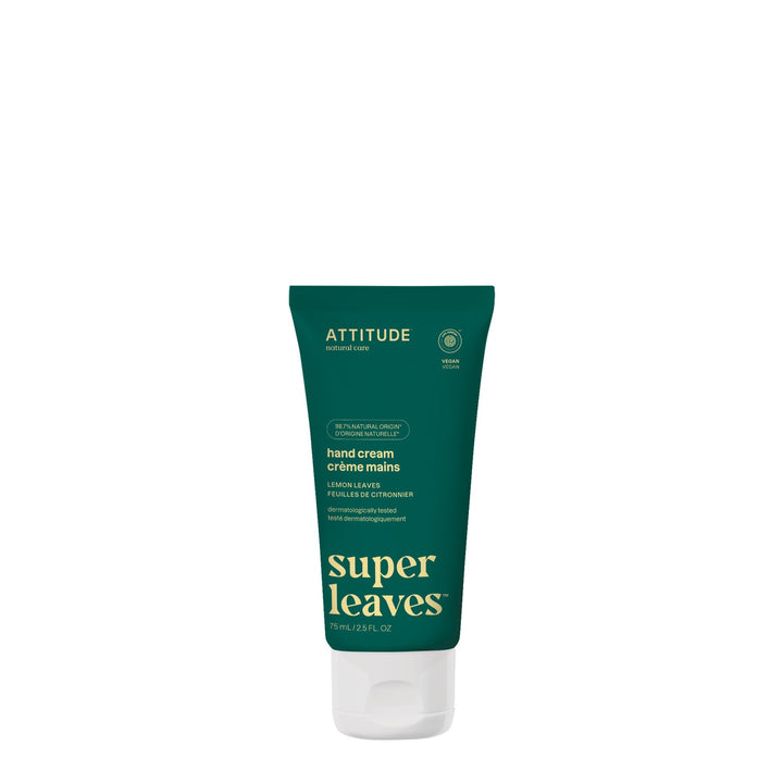 ATTITUDE Natural Hand Moisturizing Cream for Dry Cracked Skin, EWG Verified, Helps Hydrate and Protect, Vegan & Cruelty-free, Lemon Leaves, 2.5 Fl Oz (Pack of 1), 18172
