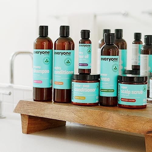 Everyone Hair Care Super Scalp Scrub - Peppermint & Tea Tree, 8 fl oz Bottle, Scalp Exfoliator, Gentle Hair Scrub Removes Dirt & Sweat Build Up, Sulfate Free & Paraben Free
