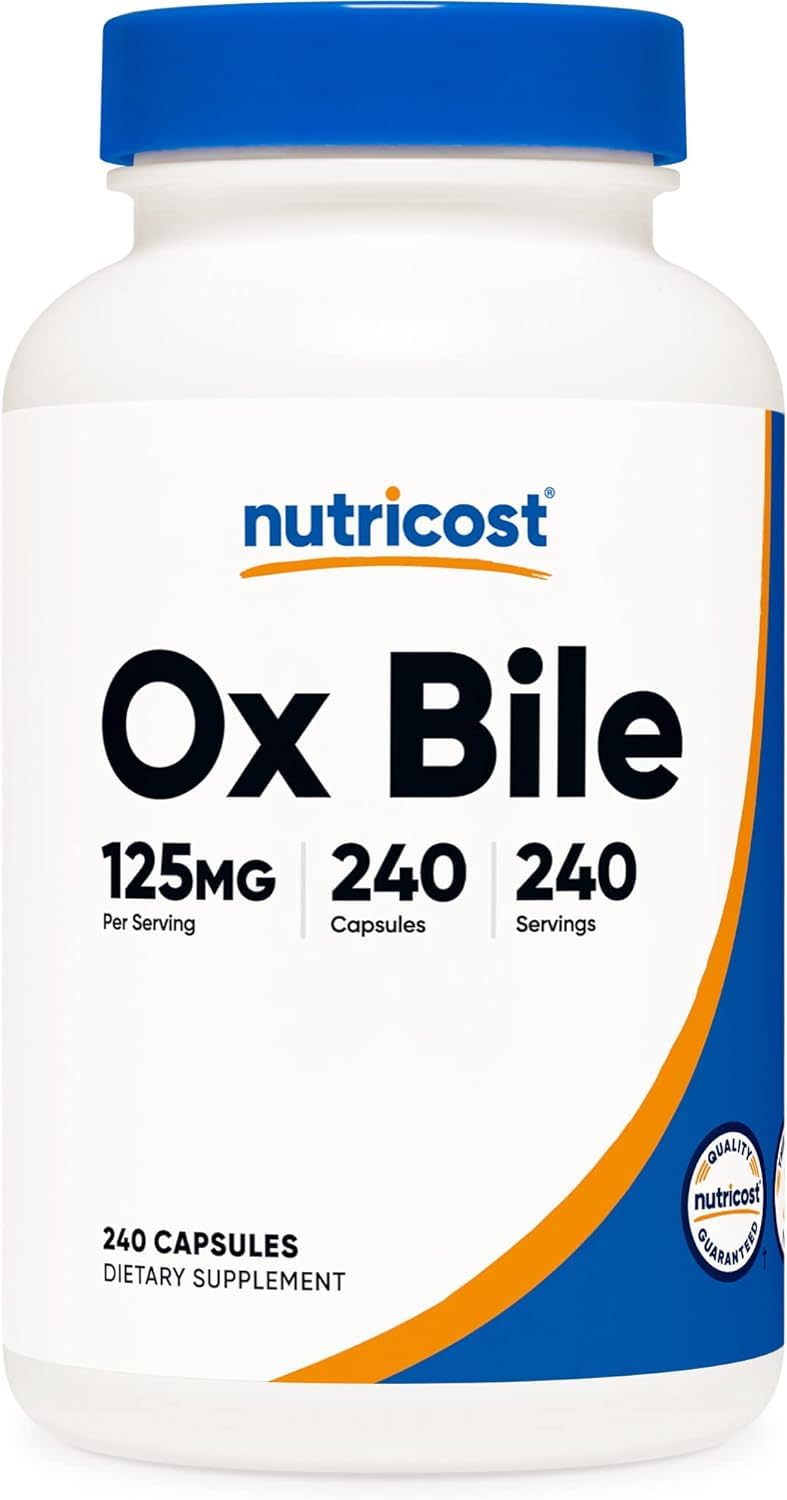 Nutricost Ox Bile Capsules 125mg, 240 Capsules - Non-GMO