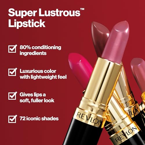 Revlon Super Lustrous Lipstick, Creamy Formula For Soft, Fuller-Looking Lips, Moisturized Feel, 473 Mauvey Night, 0.15 oz