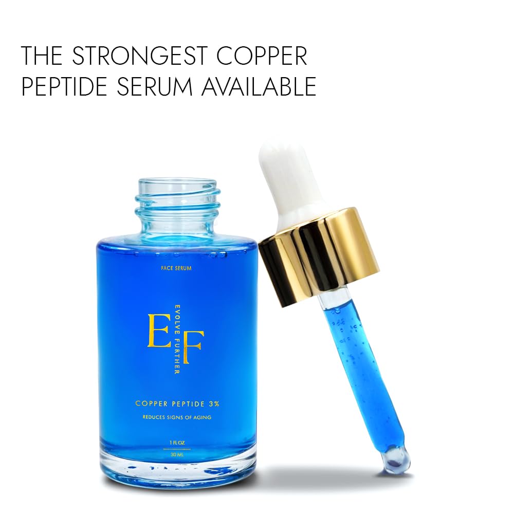 Copper Peptides Serum For Face - Strongest Available - Copper Peptide 3% - Powerful Anti-Aging Formula to Hydrate Skin, Reduce Wrinkles and Plump - 1.0 oz