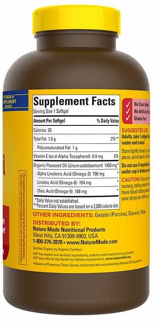 OProCyn Na ture Made Flaxseed Oil 1400 mg, 300 Softgels