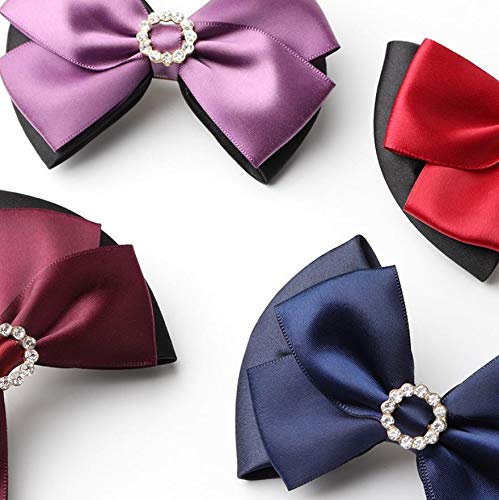 1Pcs Black Rhinestone Satin Bow Barrette Bowknot Snood Net Barrette Hair Clip Bun Cover Hairnet Bowknot Decor French Hair Clip Women ladies Girls Hair Accessories