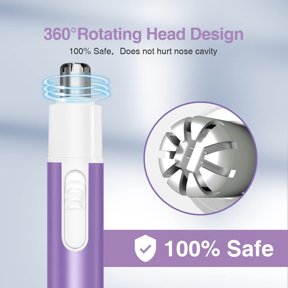 Purple: Touchbeauty Portable Ear Nose Hair Trimmer Safe Mini Pen-Sized Battery Powered 0656