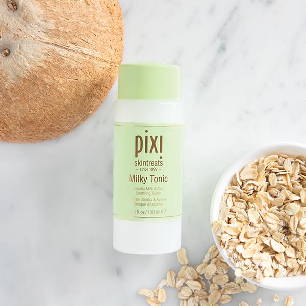 Pixi Milky Tonic, Calming & Hydrating Pads Containing Jojoba Milk, Infused with Oat Extract to Soothe, Alcohol-Free Daily Nourishing Toner, 3.4 fl oz/ 100 mL