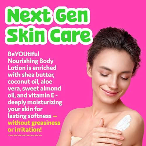 BeYoutiful Coconut Lime Super Smooth Body Lotion for Dry Skin, Natural Hydrating Moisturizer for Kids and Teens, Cruelty Free Skin Care, 13.5oz