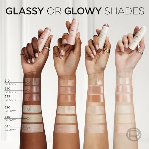 L'Oreal Paris True Match Lumi Le Glass Highlighter Stick, Reflective, Translucent, Glassy Highlighter for Face and Body, 610 Glassy Pearl Eclat, 0.17 Oz