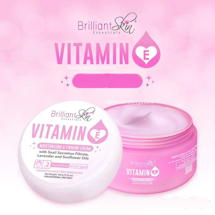 Brilliant Skin Essentials Vitamin E Cream Moisturizing and Firming for Face and Body, 100g