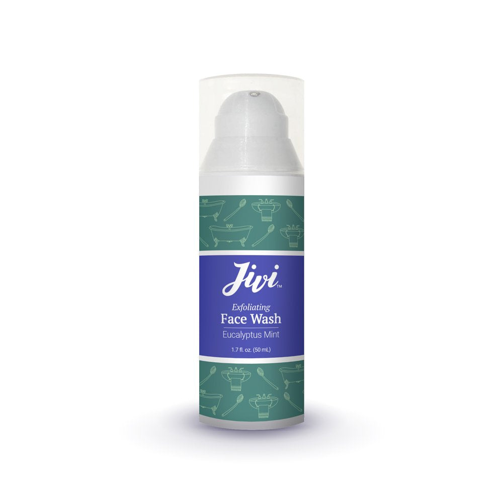 Jivi Exfoliating Face Wash and Acne Cleanser, 1.7 fl. oz, 100% Natural, 91% Organic, Made with Aloe Vera & Fullerââ‚¬â„¢s Earth, Vegan & Cruelty Free (Eucalyptus Mint)