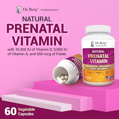 Dr. Berg Natural Prenatal Vitamins for Women (Pregnant & Nursing) - Prenatal Vitamins with Folate, Vitamins, Minerals, Omegas, &11 Powerful Superfoods - Womens Prenatal Multivitamin - 60 Capsules