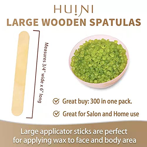 Huini 300 Count Salon Waxing Hair Removal Large Wooden Spatulas Wax Applicator 6 X 3/4in