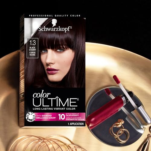 Schwarzkopf Color Ultime Hair Color, 1.3 Black Cherry, 1 Application - Permanent Black Hair Dye for Vivid Color Intensity and Fade-Resistant Shine up to 10 Weeks