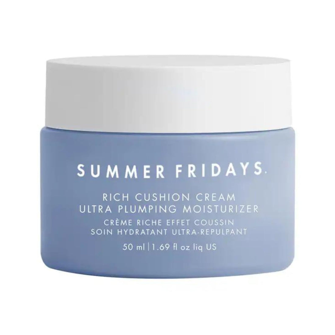 Summer Fridays Rich Cushion Face Cream - Ultra Plumping Barrier Repair Cream + Makeup Primer - Infuses Skin with Rich Hydration from Glycerin + Squalane - Non-Comedogenic + Fragrance-Free (1.69 Oz)