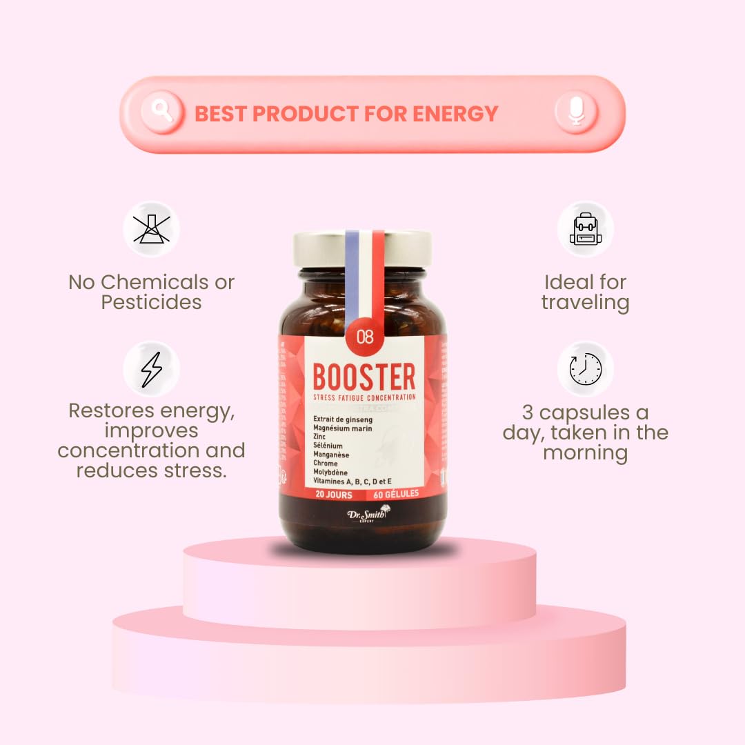 DR.SMITH EXPERT Booster Complex - Zinc, Selenium, Chromium, Marine Magnesium, Vitamin B and C - Clean Natural Ingredients - Energy Booster, Stress Reliever.