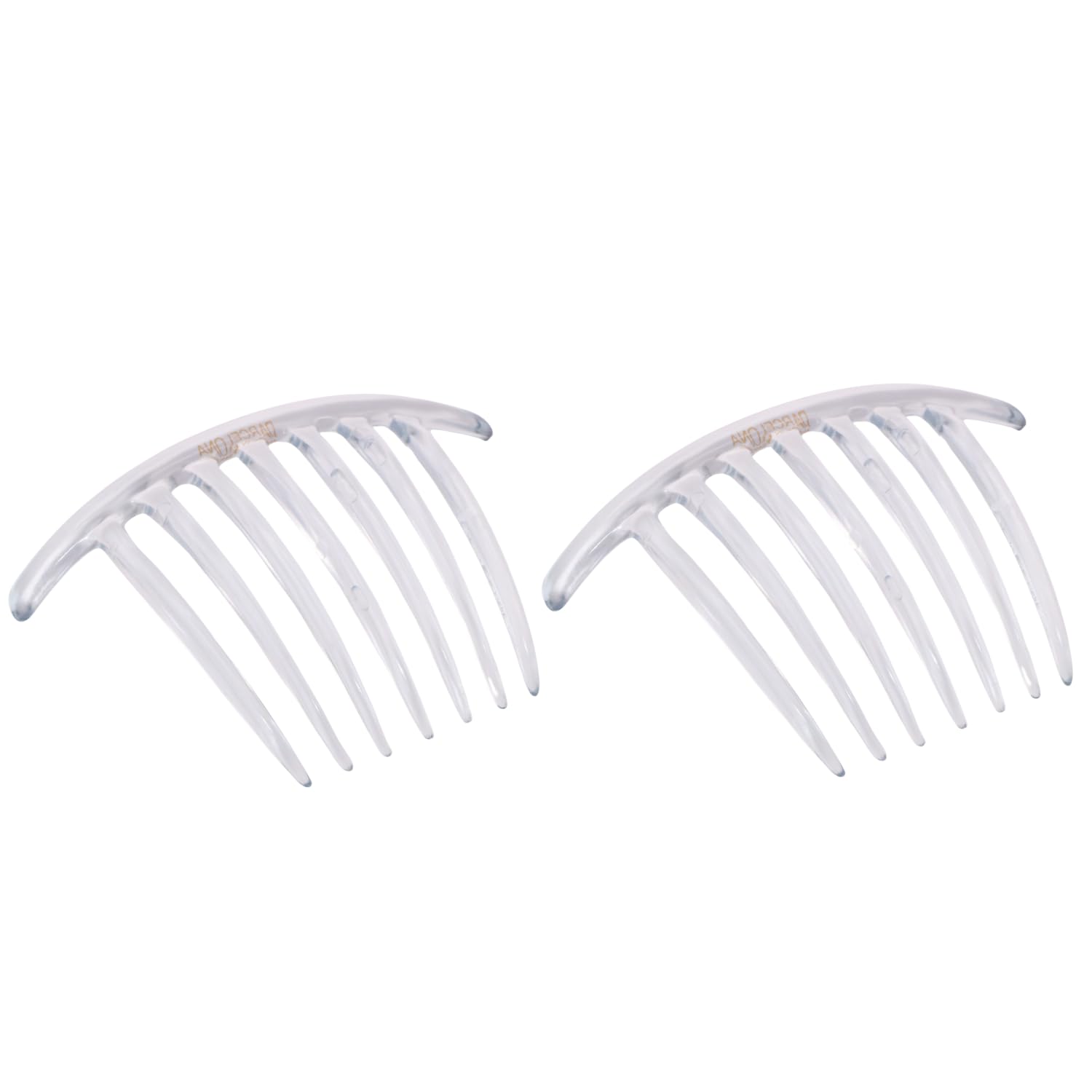 Parcelona French Twist 7 Teeth Clear Large 4 Celluloid Made in France Set of 2 Side Hair Combs for Women and Girls (Clear)