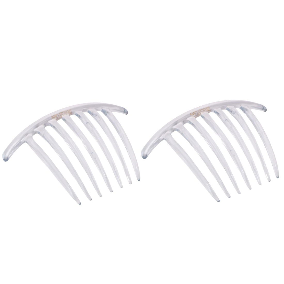 Parcelona French Twist 7 Teeth Clear Large 4 Celluloid Made in France Set of 2 Side Hair Combs for Women and Girls (Clear)
