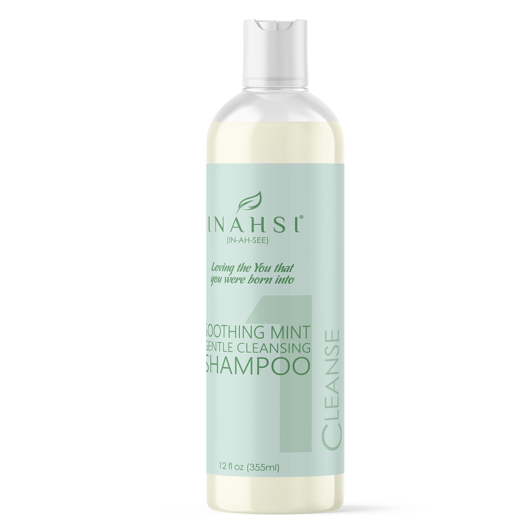 Inahsi Soothing Mint Gentle Cleansing Shampoo | Hair Shampoo for Men, Women, or Kids with Curly Hair | Hair Products for Naturally Curly Hair 12 oz | Made in the USA