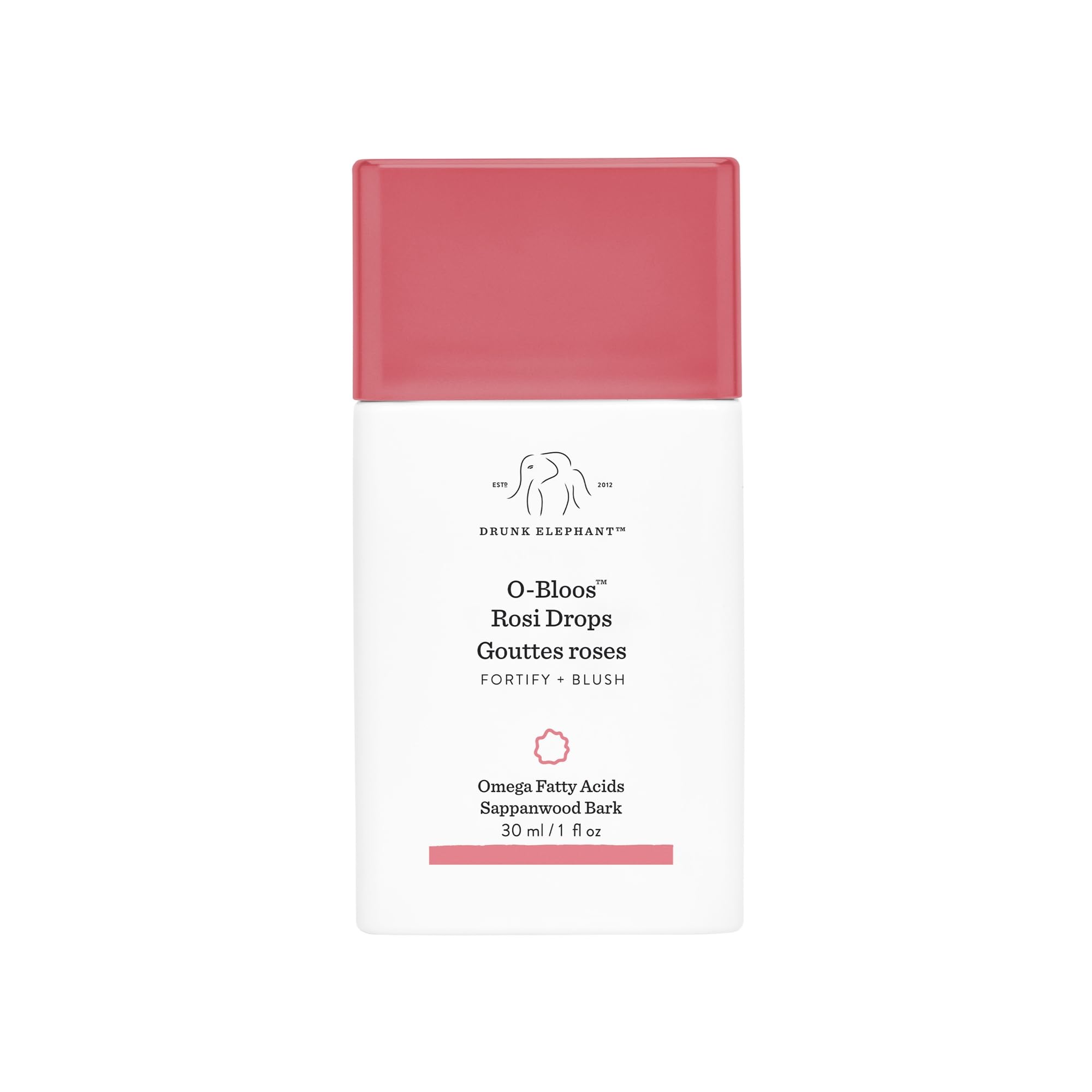 Drunk Elephant O-Bloos Rosi Drops - 30 ml/1 fl oz - Peachy-Pink Color Serum Drops - Clean Clinical Skincare - Cruelty-Free - Dermatologist-Tested - Free of Essential Oils, Silicones, and Fragrance