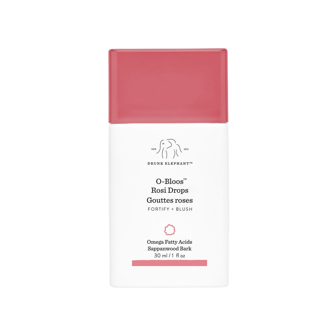 Drunk Elephant O-Bloos Rosi Drops - 30 ml/1 fl oz - Peachy-Pink Color Serum Drops - Clean Clinical Skincare - Cruelty-Free - Dermatologist-Tested - Free of Essential Oils, Silicones, and Fragrance