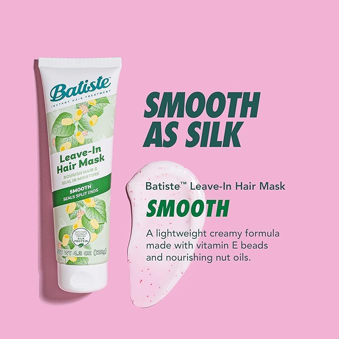 Batiste Heat Protectant For Hair & Leave In Conditioner Hair Mask, Smooth, Seals Split Ends, Hair Conditioner for Dry or Wet Hair, Infused with vitamin E for Enhancing Haircare, 4.3oz (Pack of 3)