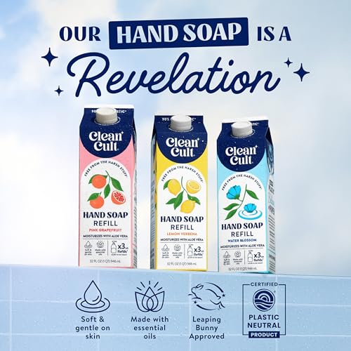 Cleancult - Lemon Verbena - Moisturizing Liquid Hand Soap - Refillable Aluminum Bottle - Made with Aloe Vera - Nourishes & Moisturizes Dry & Sensitive Skin - 12 oz - 1 Pack