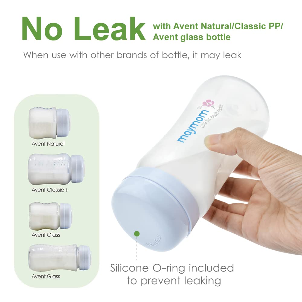 Maymom Wide-Mouth Milk Storage Collection Bottle with Travel Cap and Sealing Ring ; Replacement to Spectra S1 S2 Avent Natural Avent Classic Bottles, Motif Luna, Twist Bottles, Ameda MYA Bottle; 4pc