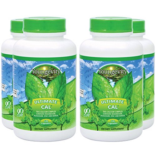 Youngevity Ultimate Cal - Calcium Magnesium Bone Health Supplement with D-3, Zinc, Potassium, Boron - Highly Absorbable - Immune and Joint & Ligament Support - 120 Capsules (4 Pack)
