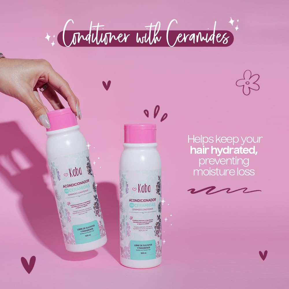 D'Luchi Kaba Ceramide Conditioner For Damaged & Dehydrated Hair Made with Sulfate-Free & Moisturizing Formula, Repairs Split Ends, Frizz Control, Suitable For All Hair Types, 17 Oz