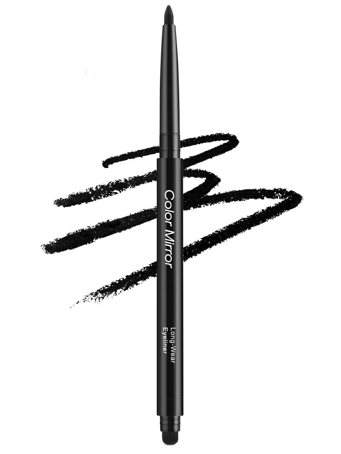 Color Mirror Smudge Proof Eyeliner, Waterproof Retractable Eye liner with Brush, Matte and Shimmer Eyeliner Pencil, Creamy Texture, Long lasting & Smooth(01 Black Matte)