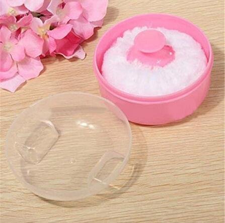 ericotry 2 Pcs Baby After-Bath Powder Puff Sponge Box Kit Dispensor DIY Make up Cosmetic Loose Powder Jar Container Case (Pink)