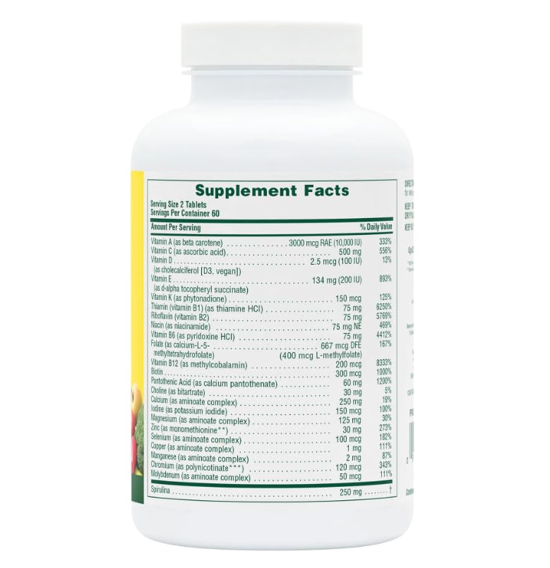 Natures Plus Source of Life Men - 120 Tablets, Pack of 2 - Iron-Free Multi-Vitamin & Mineral Supplement - with Saw Palmetto, Lycopene & Lutein - Gluten Free, Vegetarian - 120 Total Servings