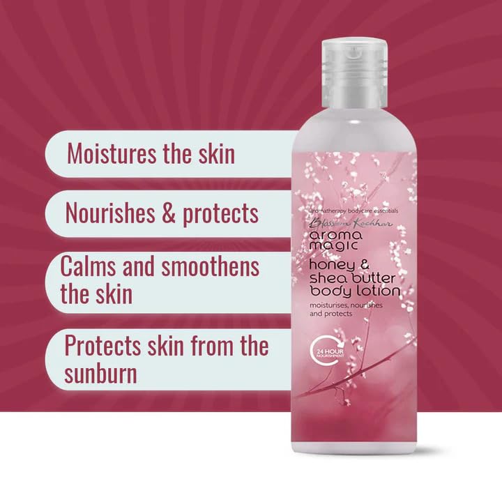 Aroma Magic Honey & Shea Butter Body Lotion with SPF 25 | Long Lasting Nourishment | Protects from Sun Damage | Reveals Smooth & Supple Skin | 7.44 Fl Oz/220ml