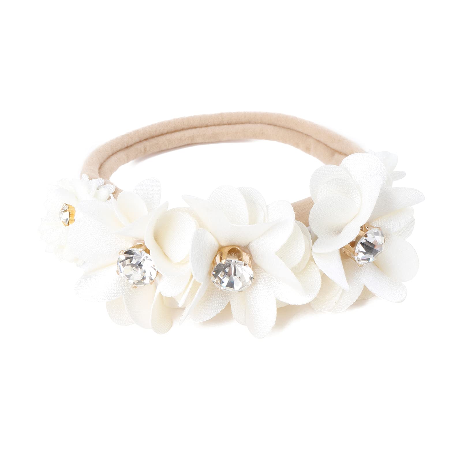 cherrboll 3pcs Baby Girl Flower Headbands, Super Soft & Stretchy Nylon Floral Hairbands for Newborn Toddler