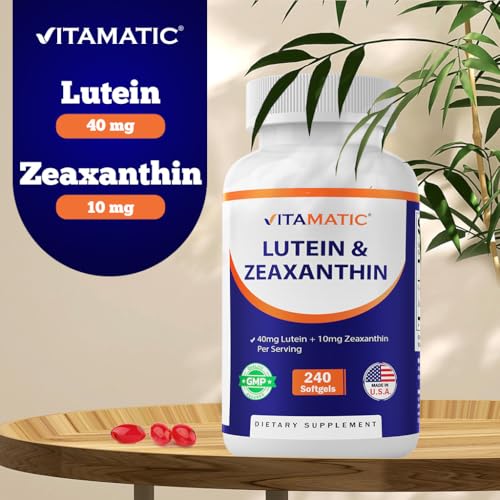 Vitamatic Lutein 40mg with Zeaxanthin 10mg, Eye Health Support Supplement, 240 Softgels