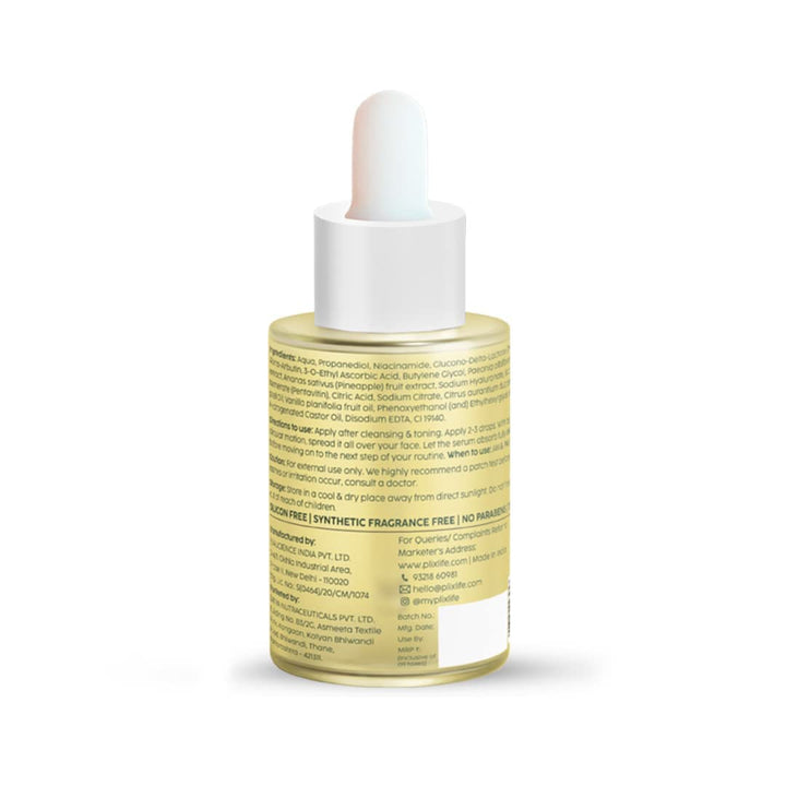 Sheltr 2% Alpha Arbutin Pineapple De-Pigmentation Dewy Face Serum for Pigmentation & Dark Spots Removal for Unisex with 10% Niacinamide, 5% PHA for All Skin, 30ml (Pack of 1)