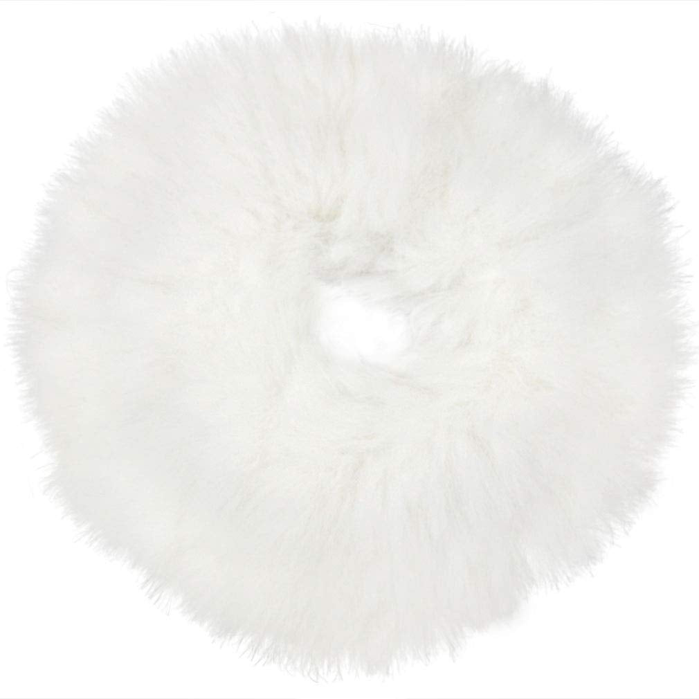 Set of 12 Fuzzy Furry Artificial Rabbit Fur Scrunchies Faux Fur Hair Band Rope Hair Holder Wristband Hair Ring Hair Tie Ponytail Holder Hair Accessories (Popular Mix Colors)