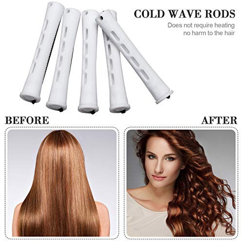 WILLBOND 36 Pieces Cold Wave Rod Hair Perm Rods Hair Rollers Perming Rods Curlers with Steel Rat Tail Comb for Hairdressing Styling