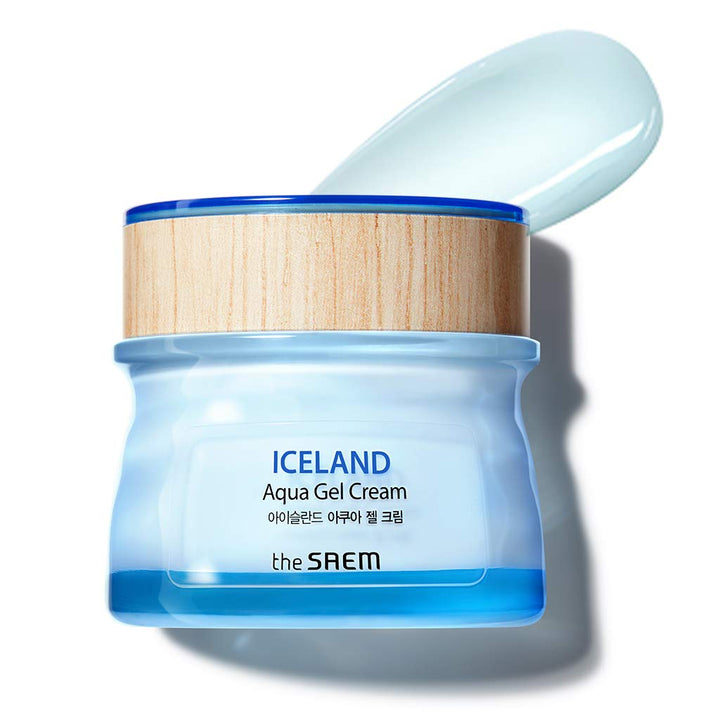 [the SAEM] Iceland Aqua Gel Cream 60ml - Moisture Plumping Gel Facial Cream with Iceland Mineral Water for Oily & Combination Skin, Hypoallergenic Safe Formula