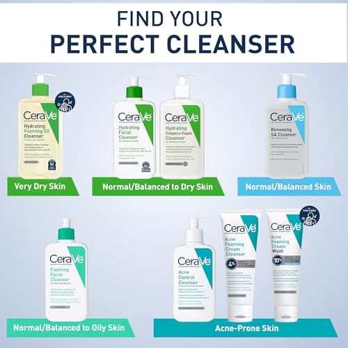 CeraVe Foaming Facial Cleanser, Daily Face Wash for Oily Skin, Hyaluronic Acid + Ceramides + Niacinamide, Fragrance Free & Paraben Free, Non-Drying Oil Control Face Wash, 16 Fluid Ounces