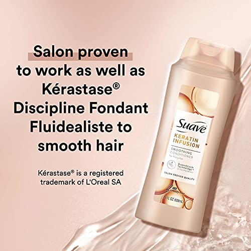Suave Professionals Smoothing Conditioner For Dry Hair Keratin Infusion Hair Conditioner with 48-hour Frizz Control, 28 Ounce (Pack of 4)