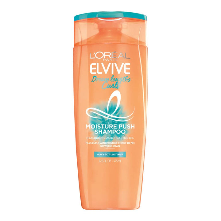 L’Oréal Paris Elvive Dream Lengths Curls Moisture Push Shampoo, Paraben-Free Curly Hair Shampoo with Hyaluronic Acid and Castor Oil, 12.6 Fl Oz