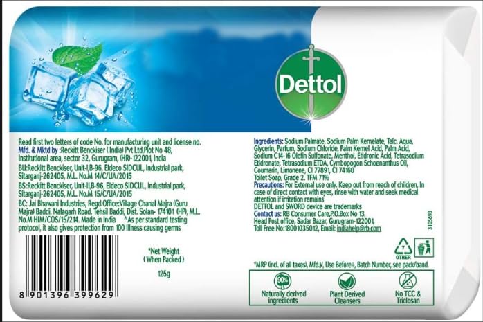 Dettol Soap Value Pack, Cool - (3 Pieces x 125g)