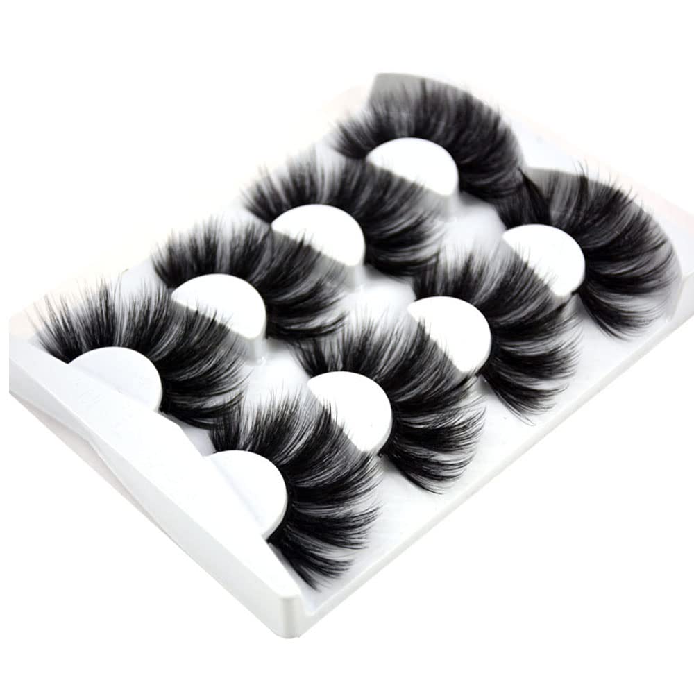 HBZGTLAD NEW 4 Pairs 3D Mink Hair False Eyelashes Criss-cross Wispy Cross Fluffy length 25mm Lashes Extension Handmade Eye Makeup Tools (MDR-5)