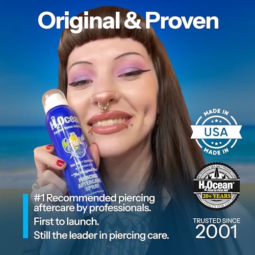 H2Ocean Piercing Aftercare Spray and Keloid Bump Removal– Sea Salt Spray for Body and Facial Piercings – Ear, Nose, Navel, Oral & Body Piercing Cleaner, Aftercare Solution for New Piercings– 1.5oz